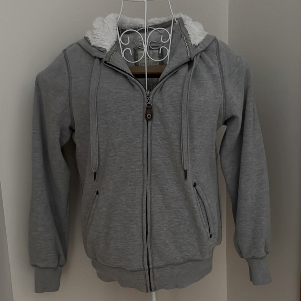 Green Tea Gray Women's Hoodie Jacket with Zipper Size Small